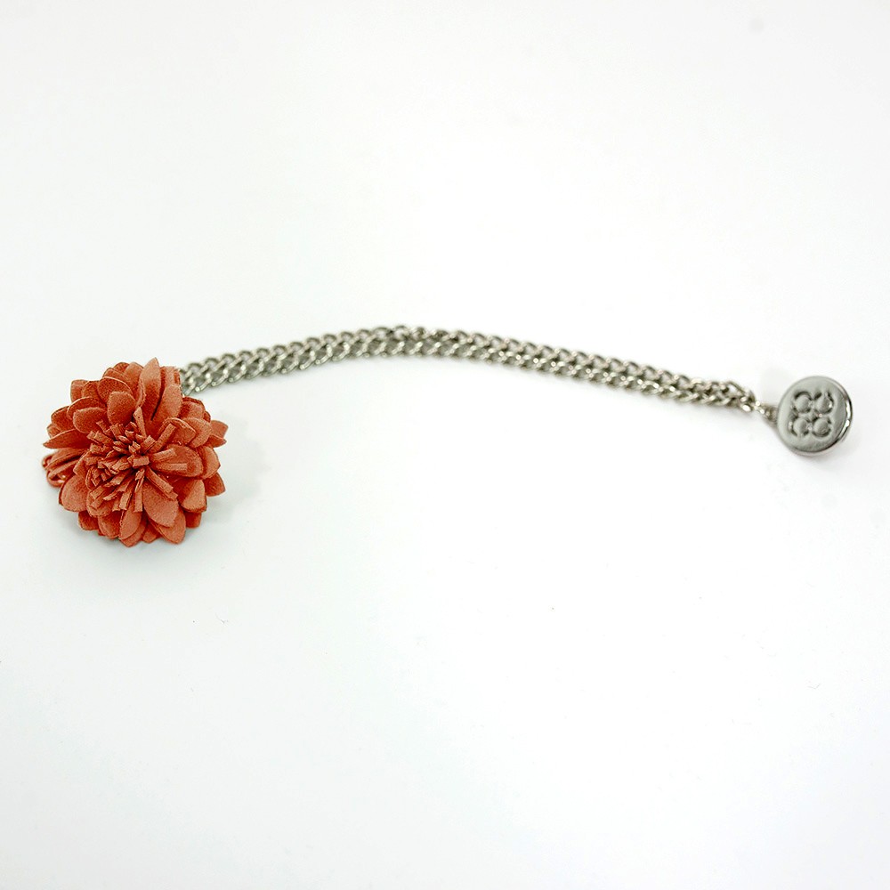 Unisex Flower Chain Brooch Suit Accessory - Orange