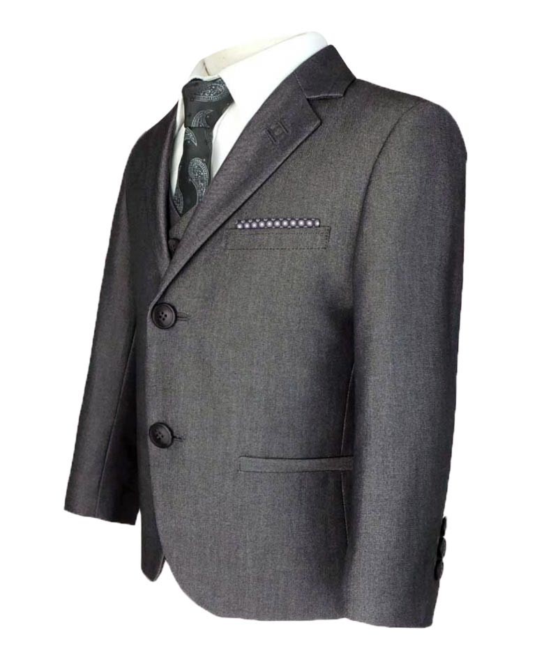 Boys Slim Fit Dark Grey Suit - VERONA