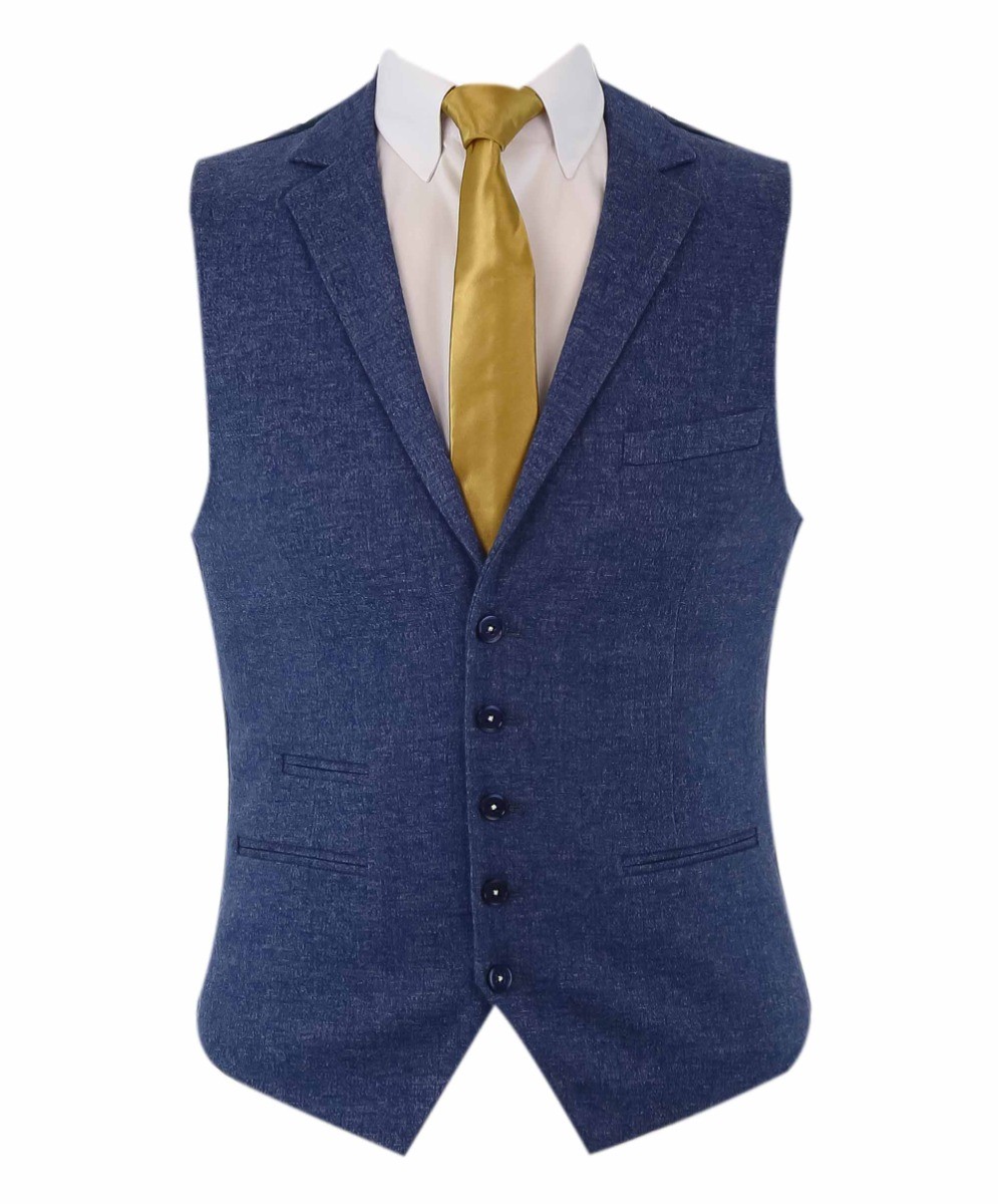 Herren Tweed Slim Fit Blauer Anzug - JAXON