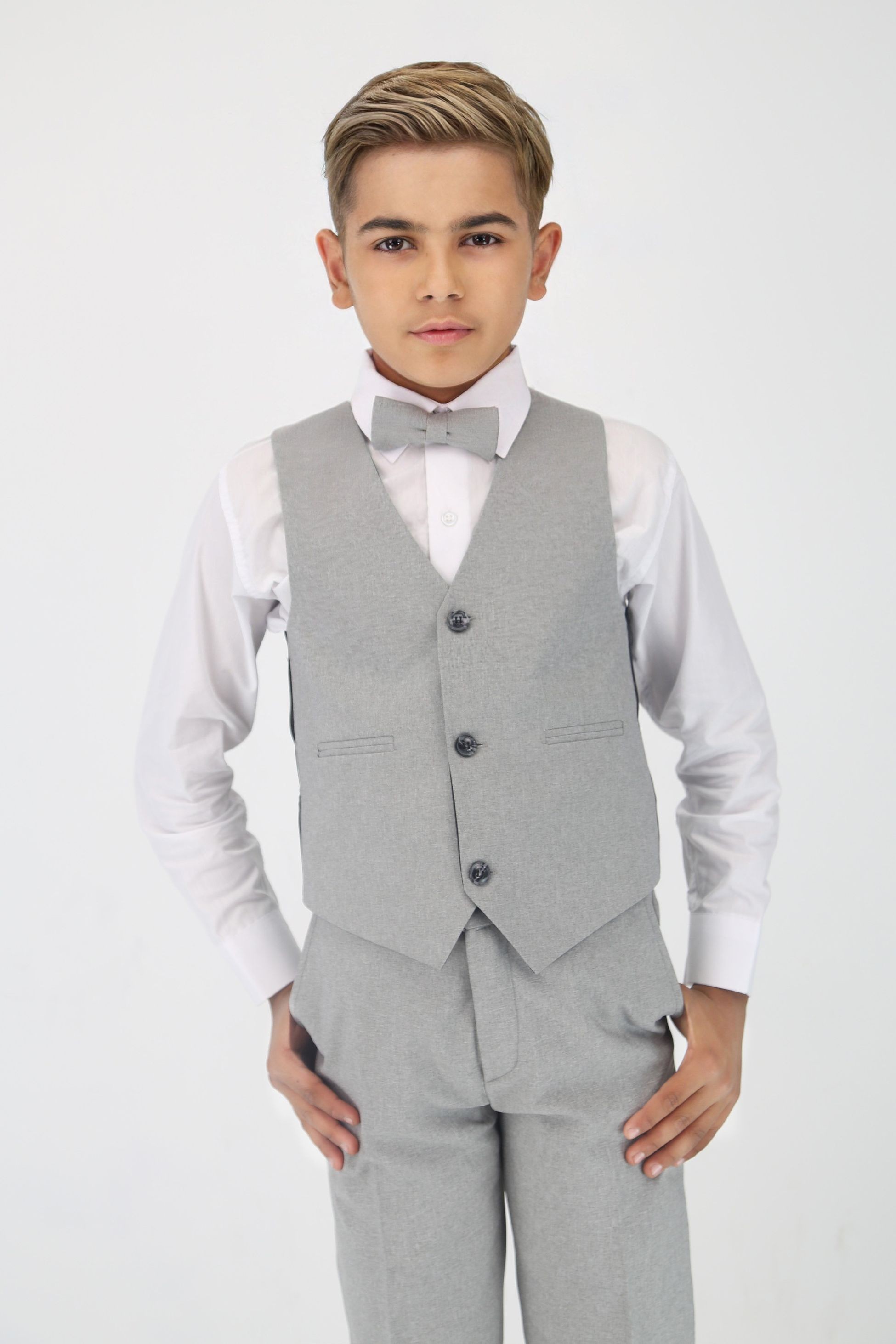 Boys Slim Fit Textured 6-Piece Formal Suit Set