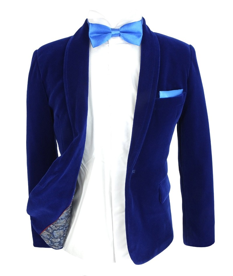 Boys Formal Velvet Blazer Jacket  - Royal Blue