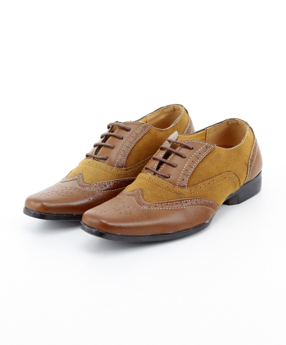 Boys Suede & Leather Oxford Brogue Shoes - CHESTER