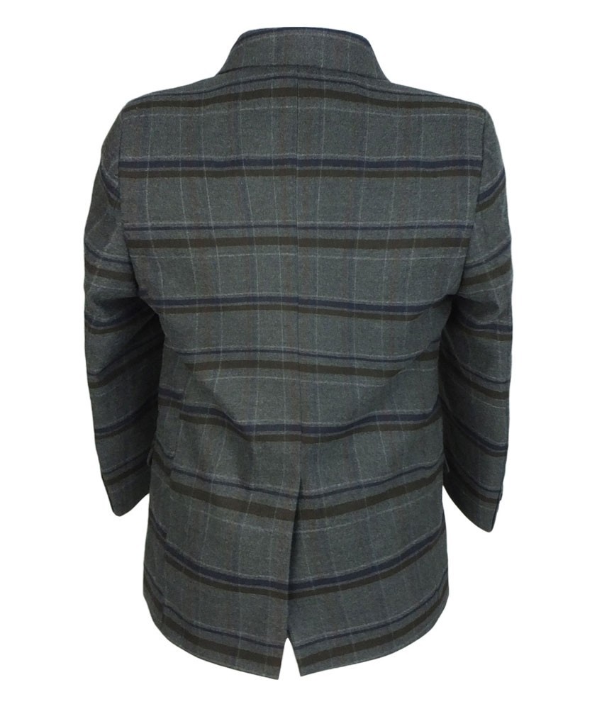 Boys Tailored Fit Charcoal Grey Check Suit