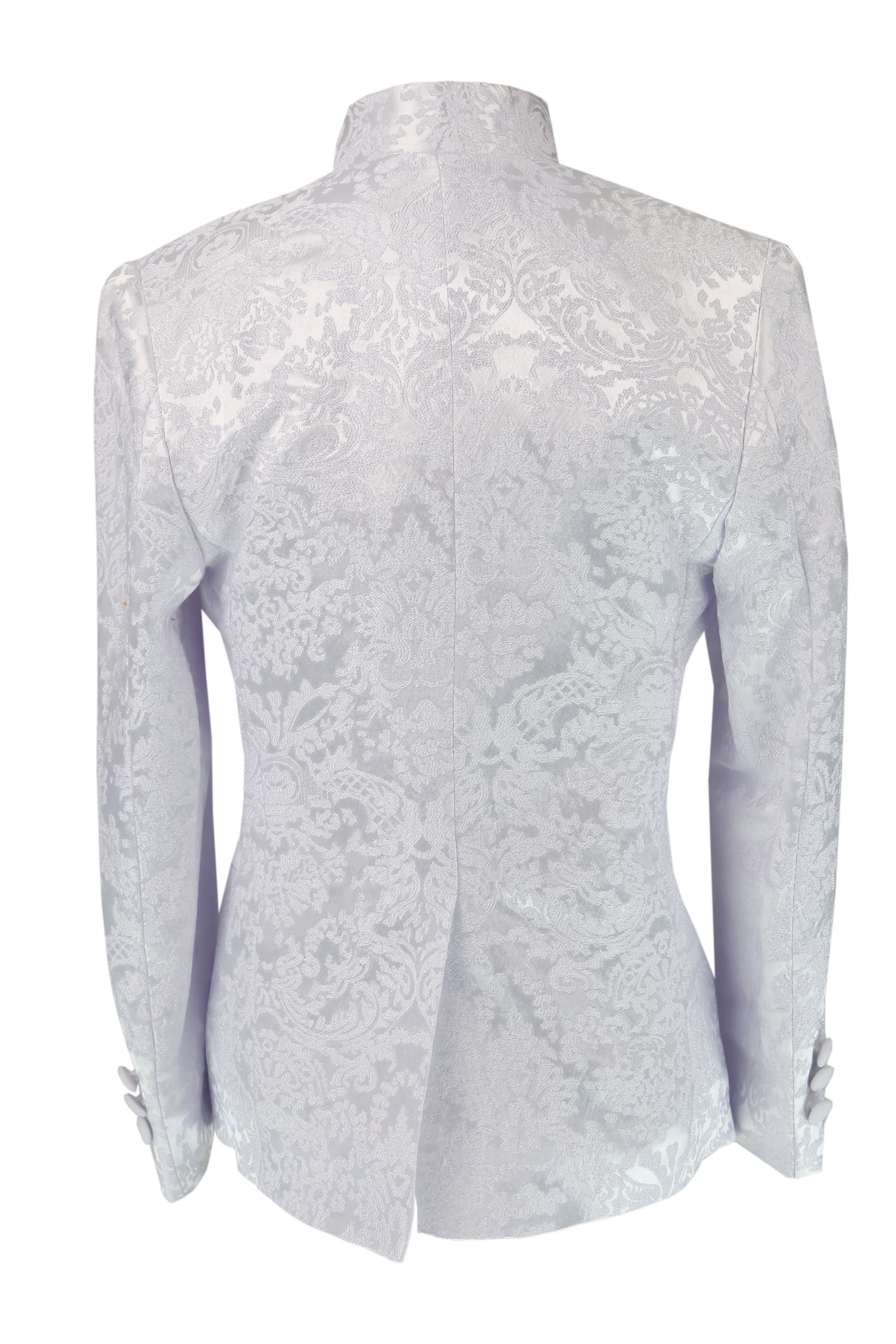 Jungen Satin-Schalkragen Weiß Paisley-Floral Smoking Anzug Set