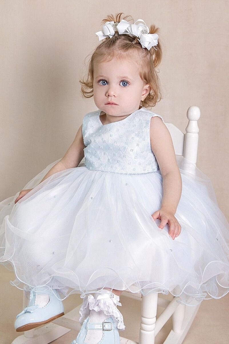 Baby & Girls Sequin Tulle Dress - RILEY - Baby Blue