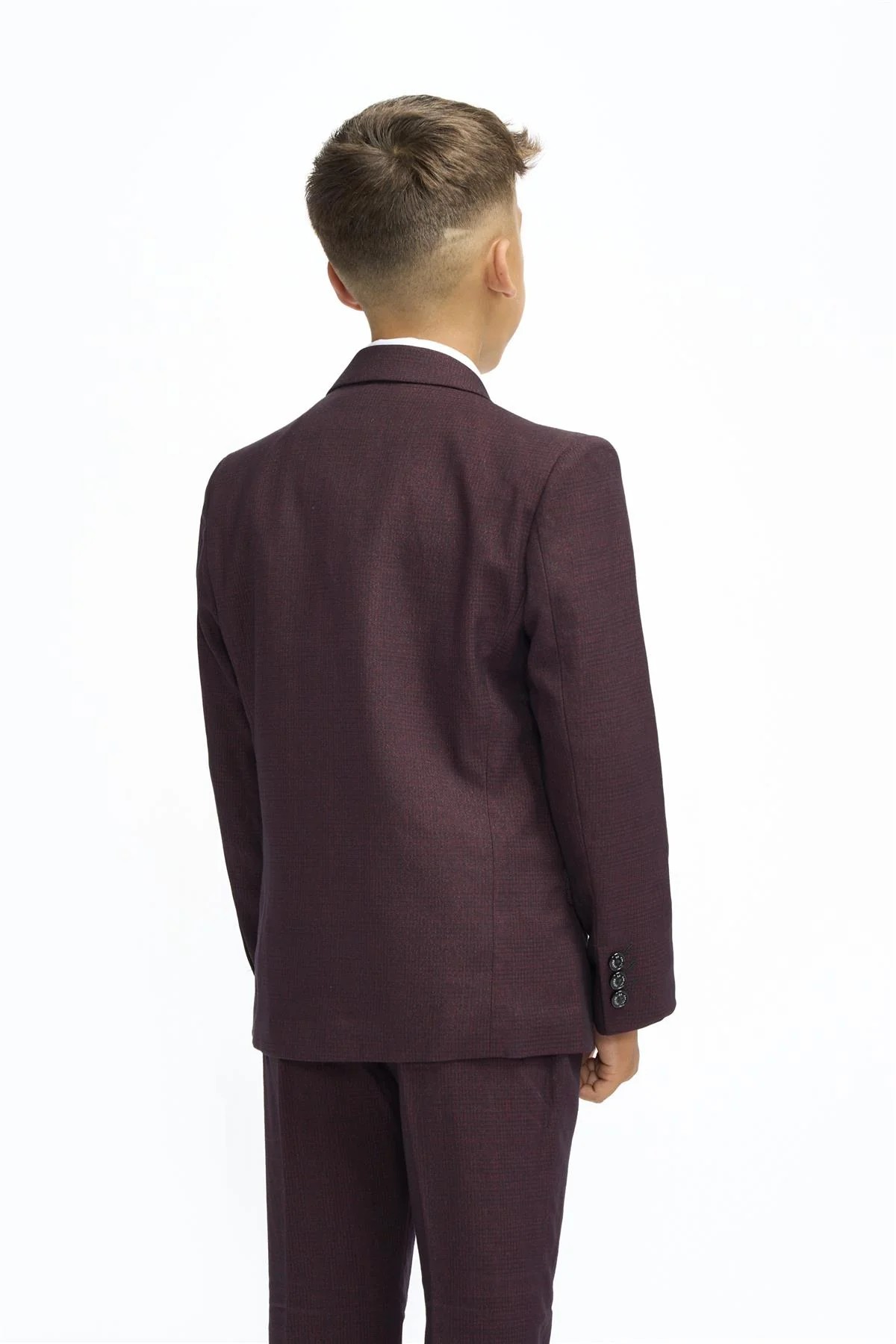 Jungen Slim Fit Tweed Check Anzug - CARIDI WINE