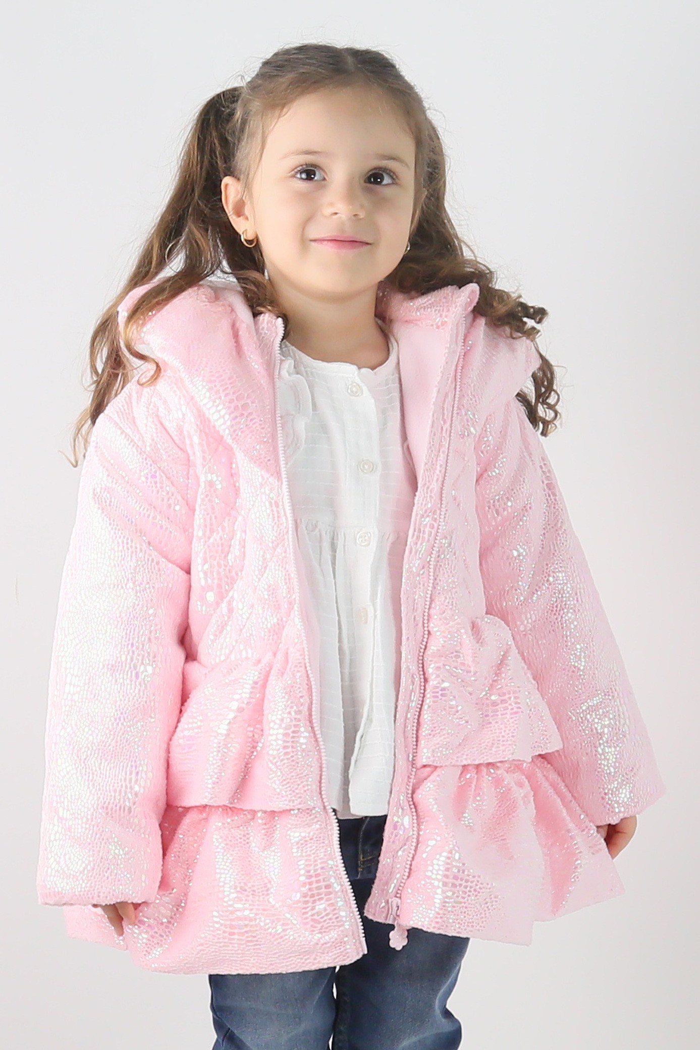 Baby- & Mädchen-Schimmernde Steppjacke mit Kapuze - SCARLET - Rosa