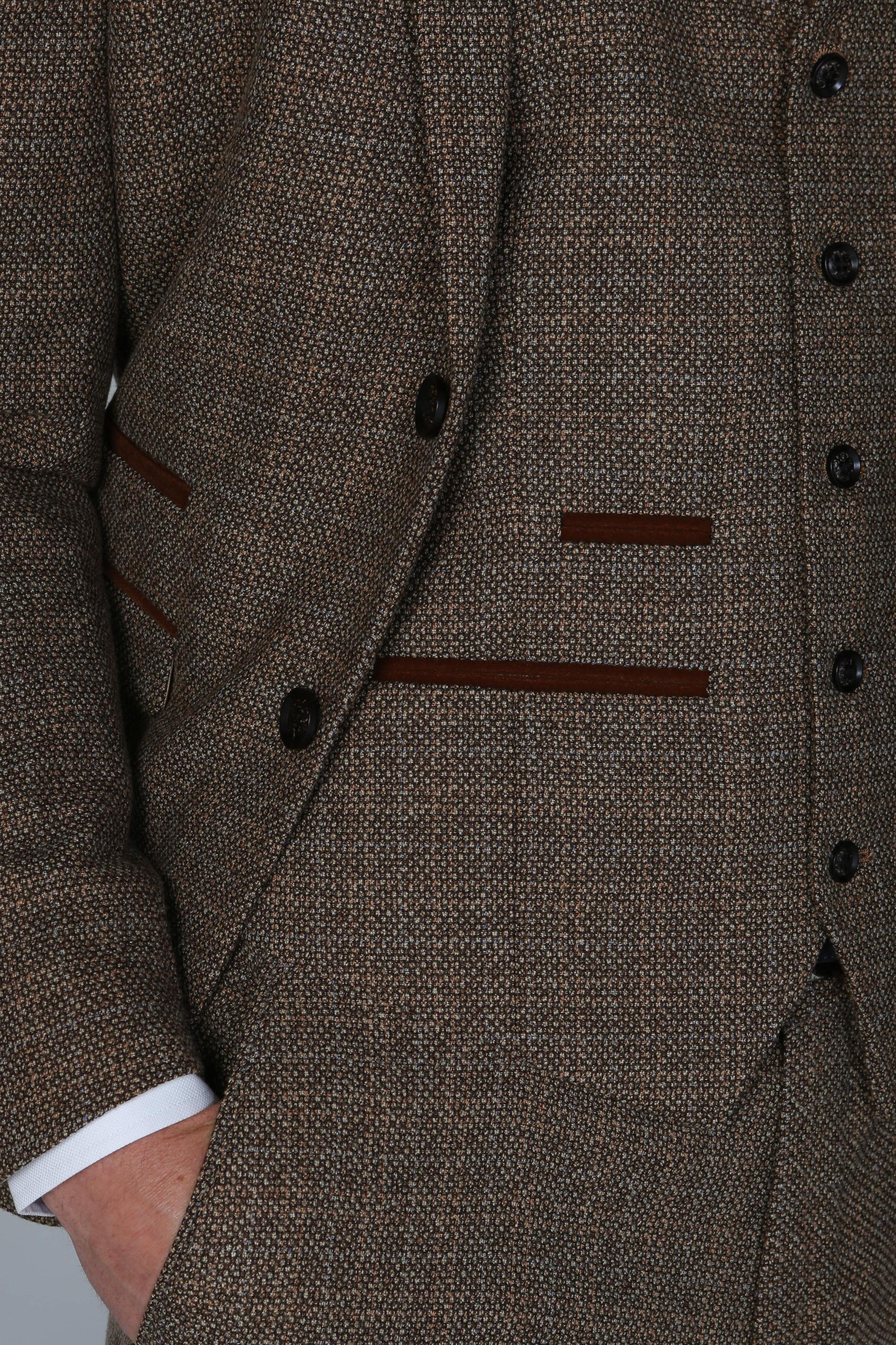 Herren Sakko Im Tweed-Stil Mit Taillierter Passform - Ralph - Braun