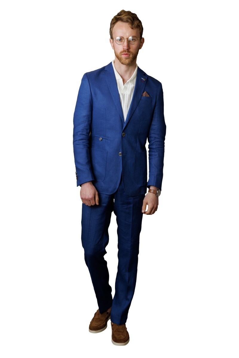 Men's Slim Fit Linen 2 Piece Suit Set