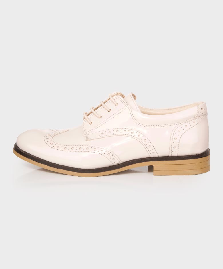 Jungen Derby Brogue Schnürschuhe - Elfenbein