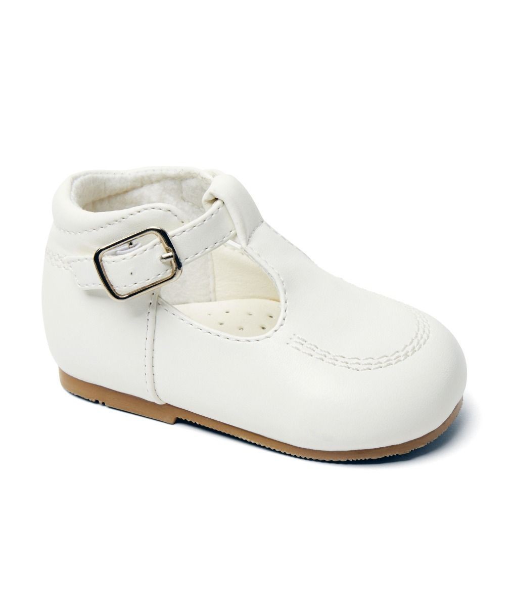 Baby- & Jungen-Schuhe mit Schnalle aus Leder – TEDDY - Weiß