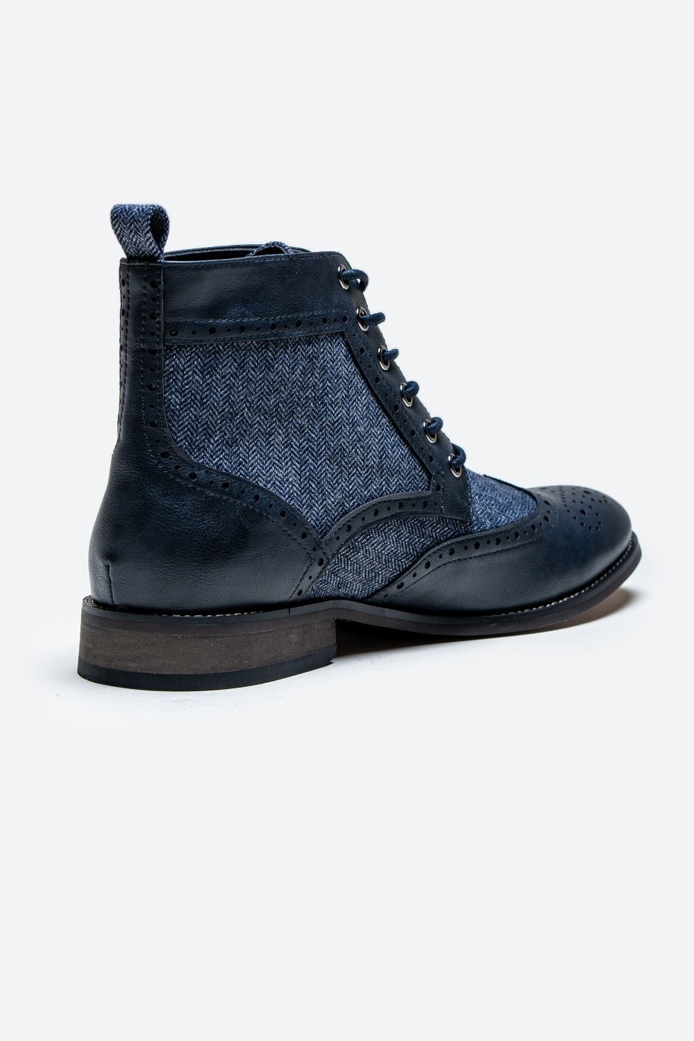Men's Ankle Boots Lace Up Brogue Footwear - Navy blau