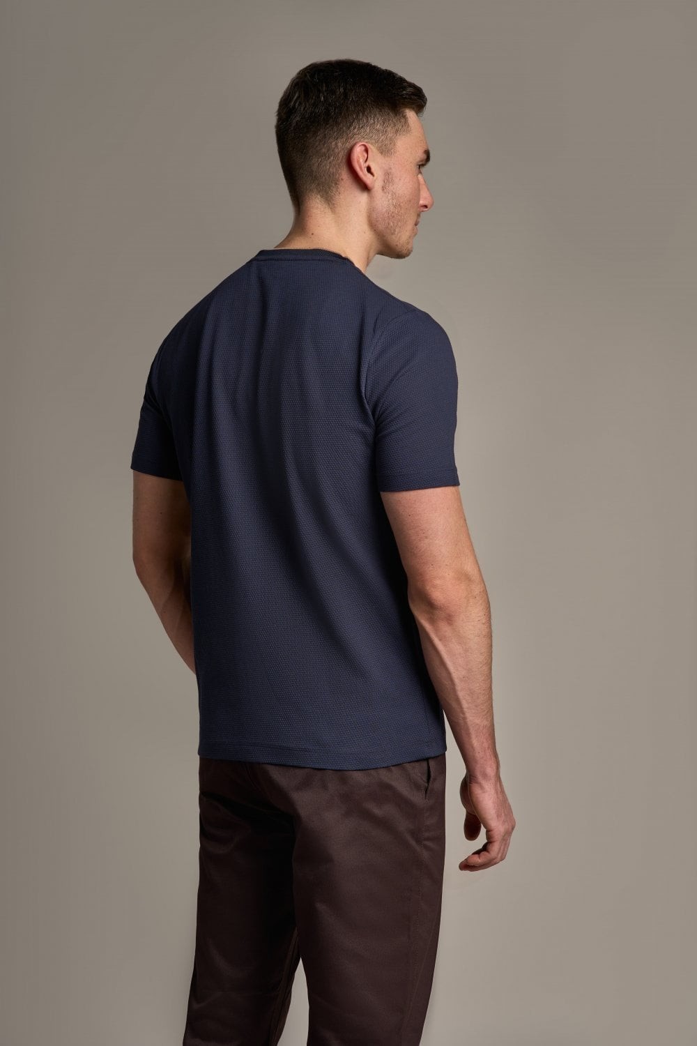 Herren Baumwoll-Slim-Fit T-Shirt - BYRON - Navy blau