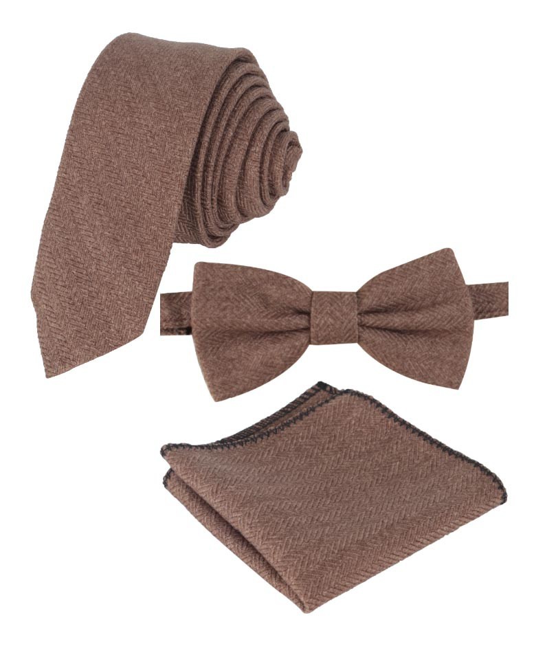 Men's & Boys Herringbone Tweed Pocket Handkerchief - Braun braun