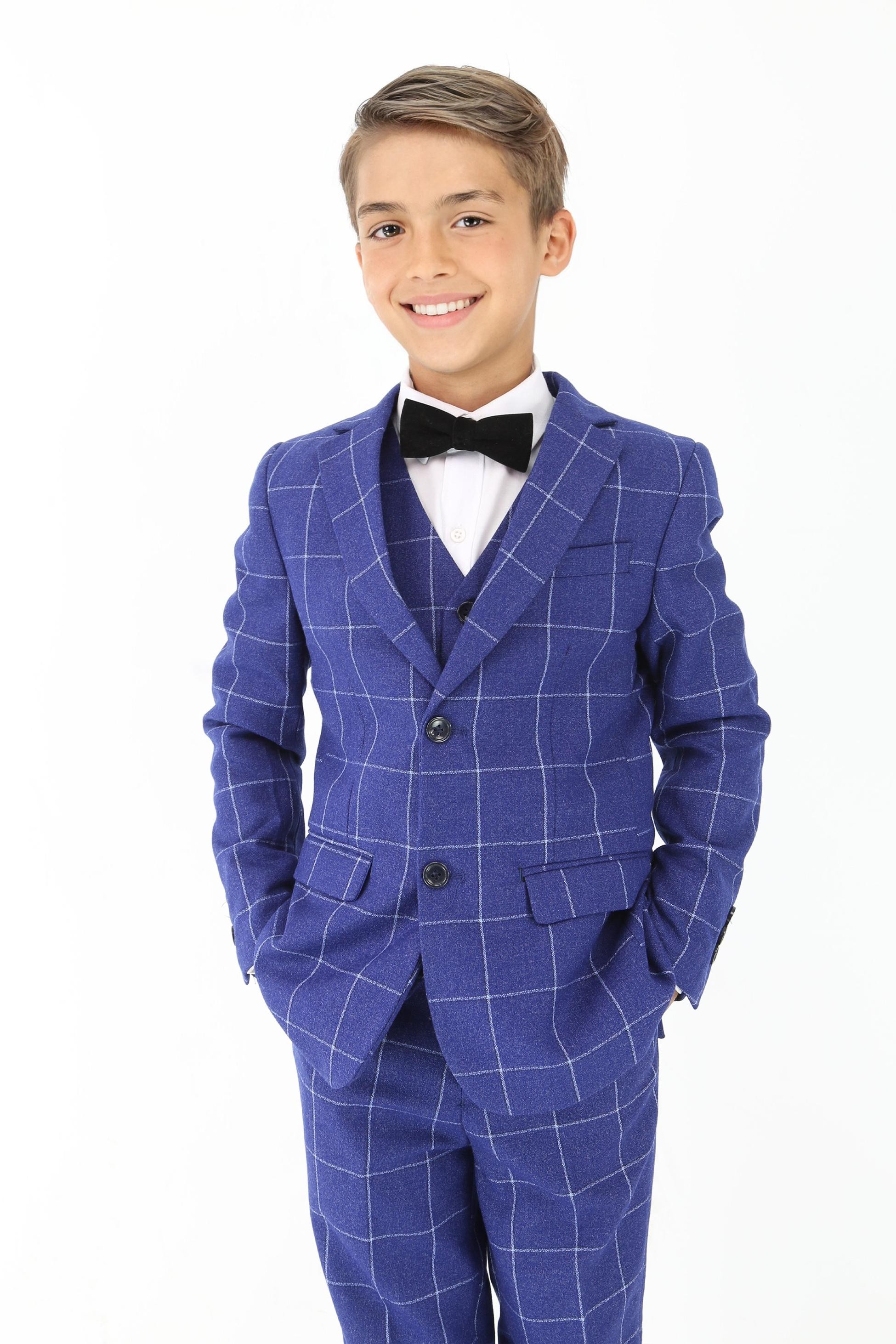 Boys Blue Formal Checkered Suit