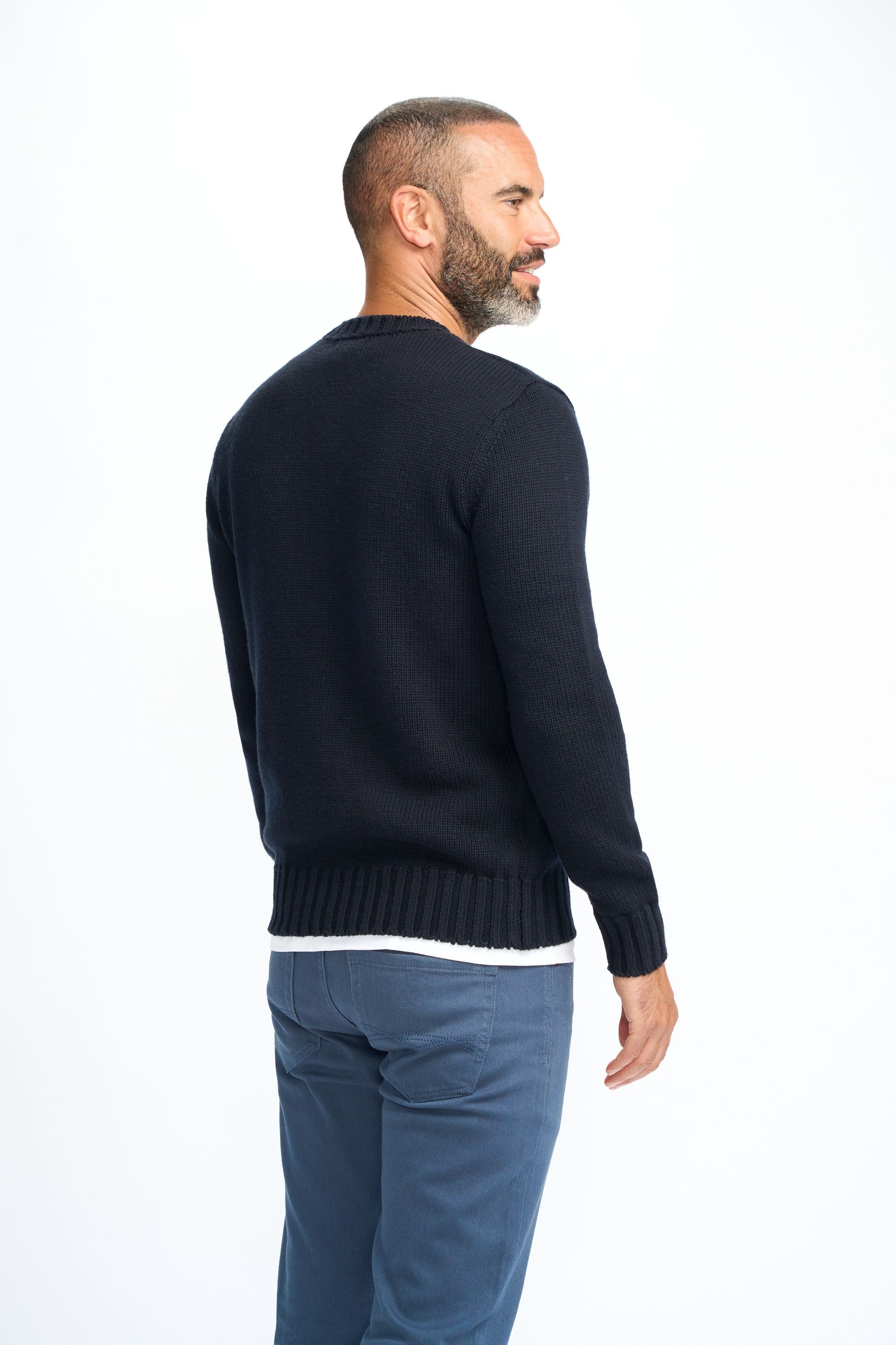 Herren Klassischer Strickpullover - FARREL - Navy blau