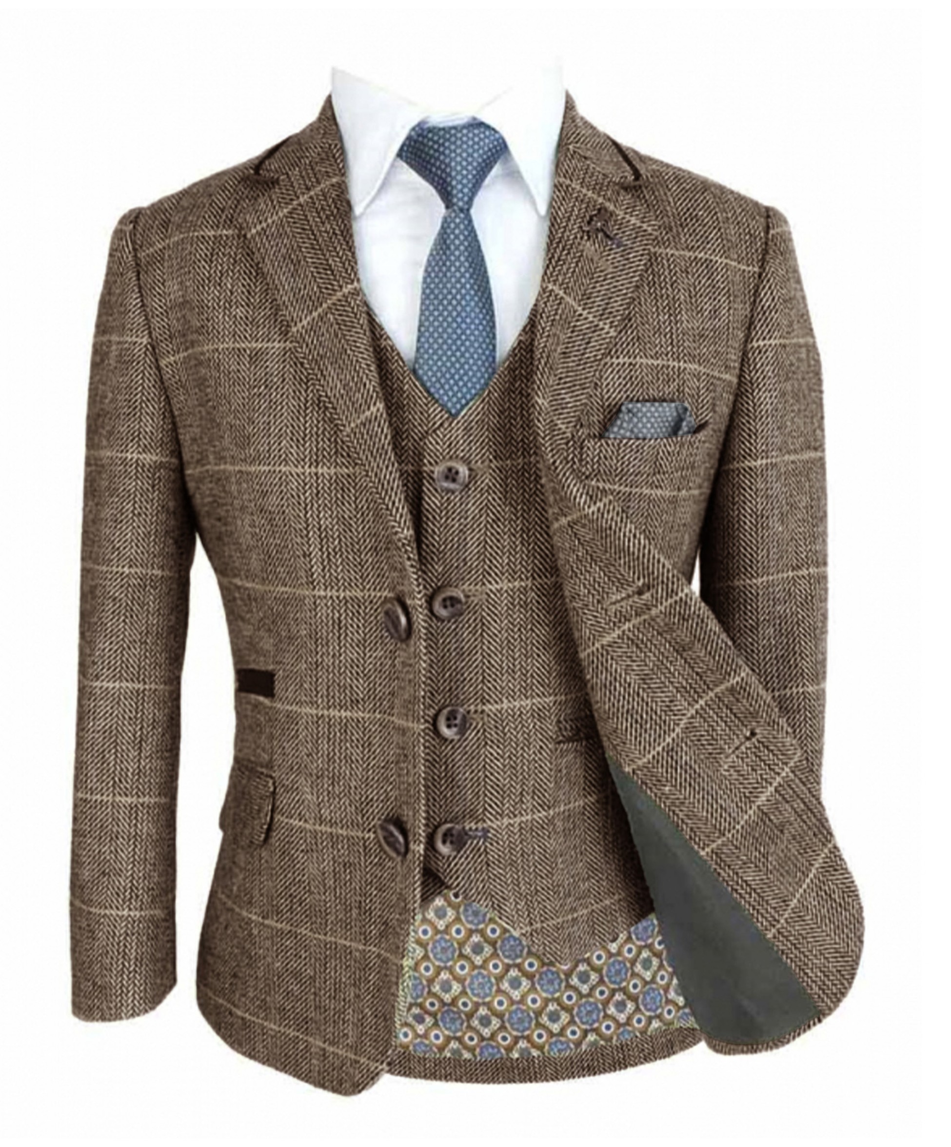 Peaky Blinders Jungen Anzug mit Tweed Karo Muster