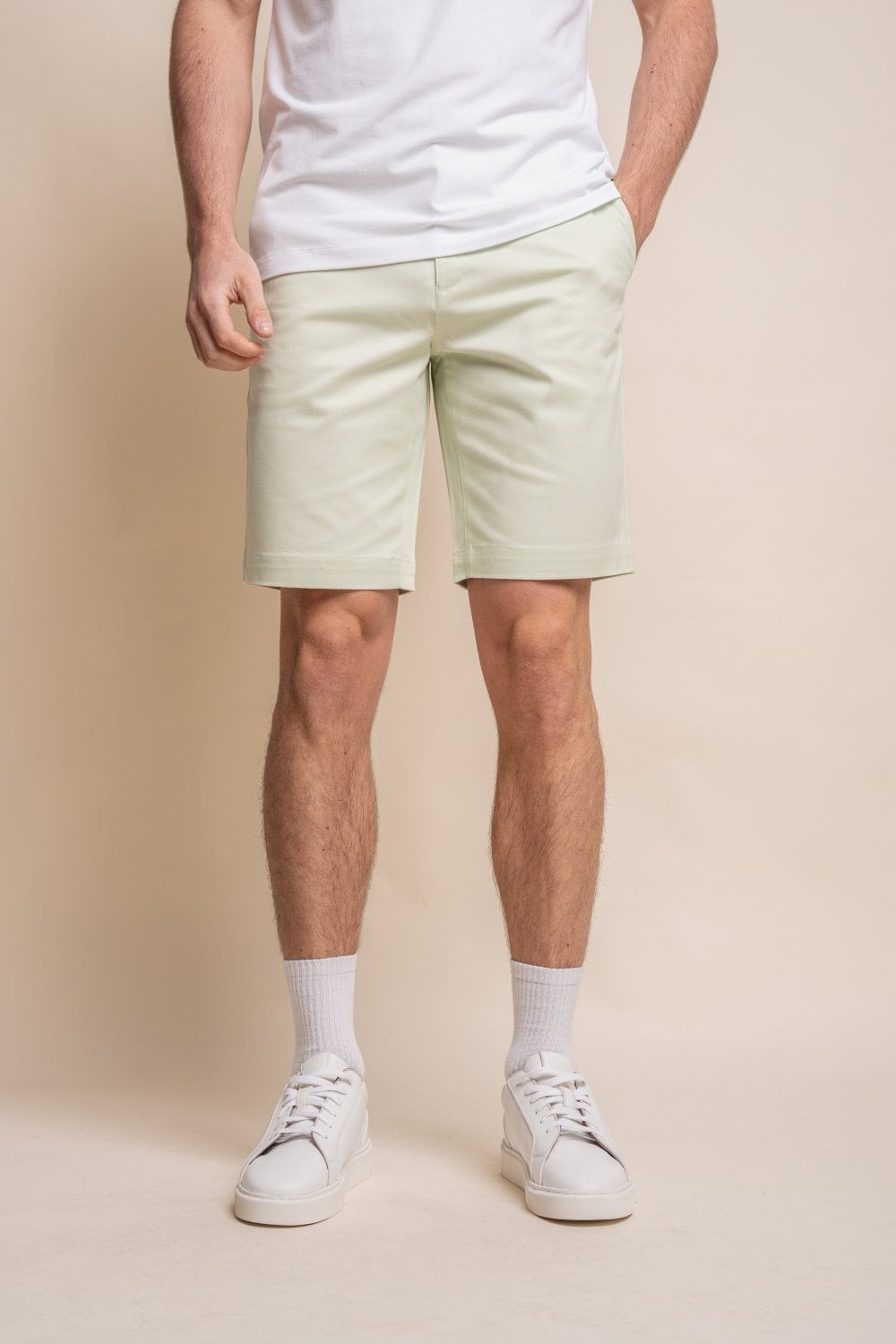 Herren Casual Slim Fit Chino Shorts aus Baumwolle - DAKOTA - Sage Cream