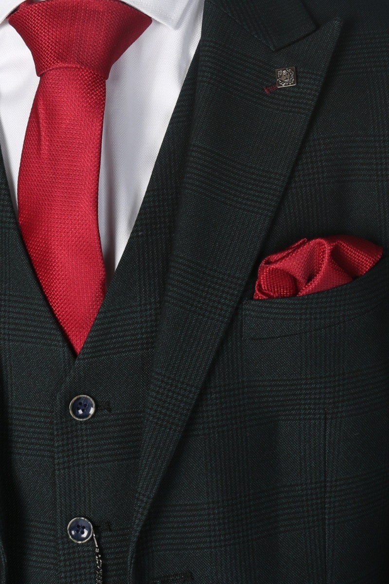 Men's Houndstooth Tweed Check Suit - JASPER Green