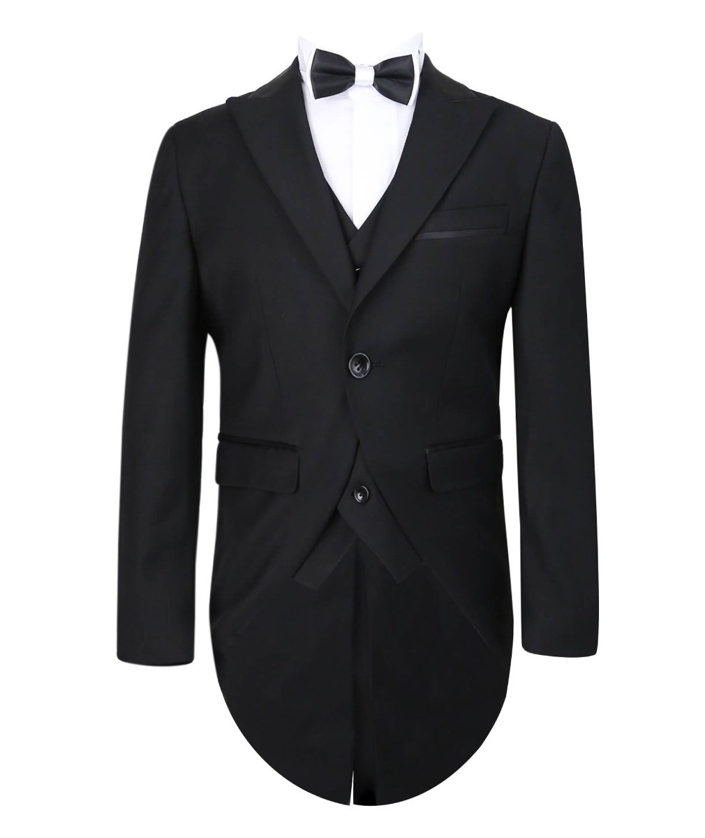 Boys Black Morning Tailcoat Suit Set - Black