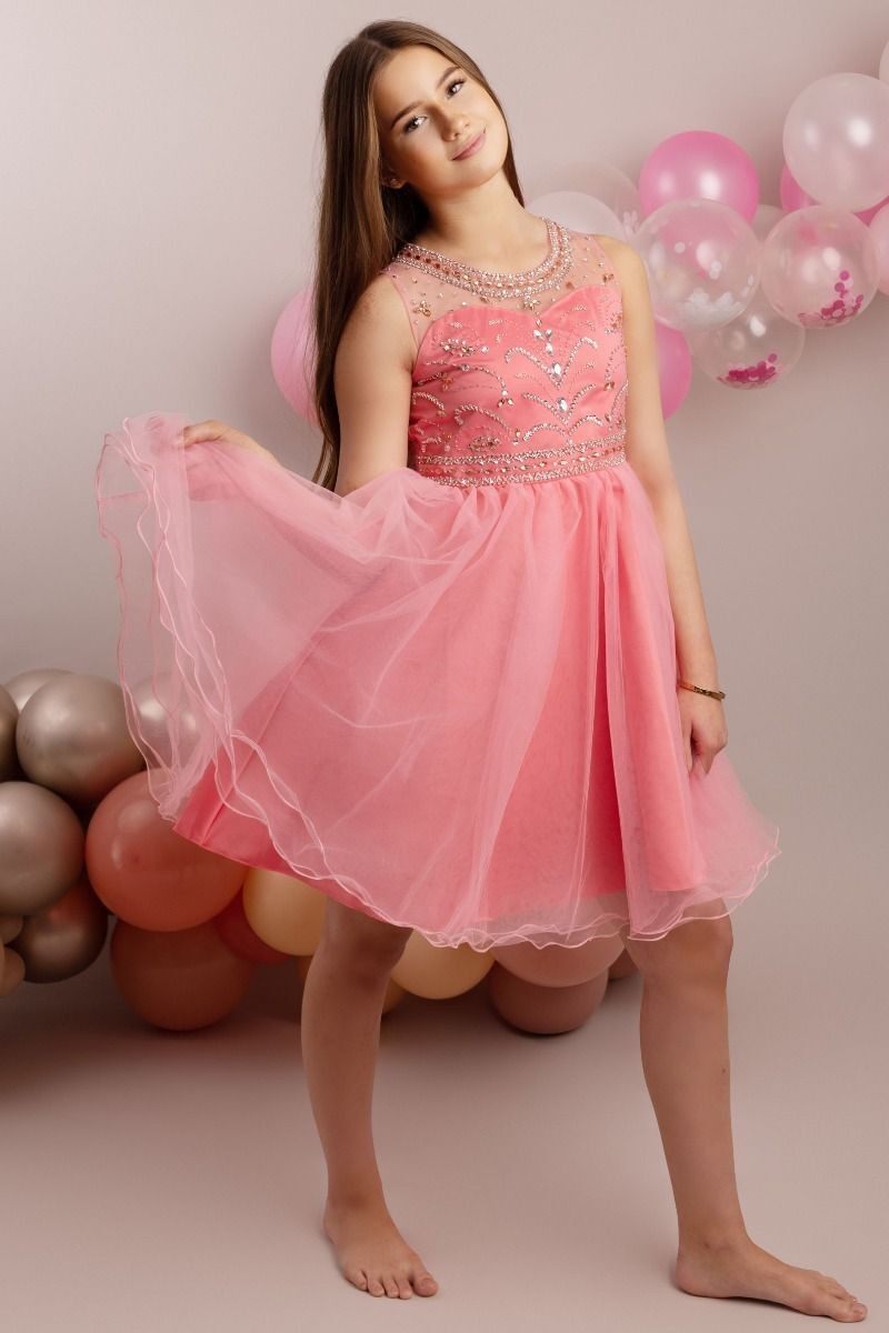 Girls Tulle Dress with Sequin Embellishments - LOLA