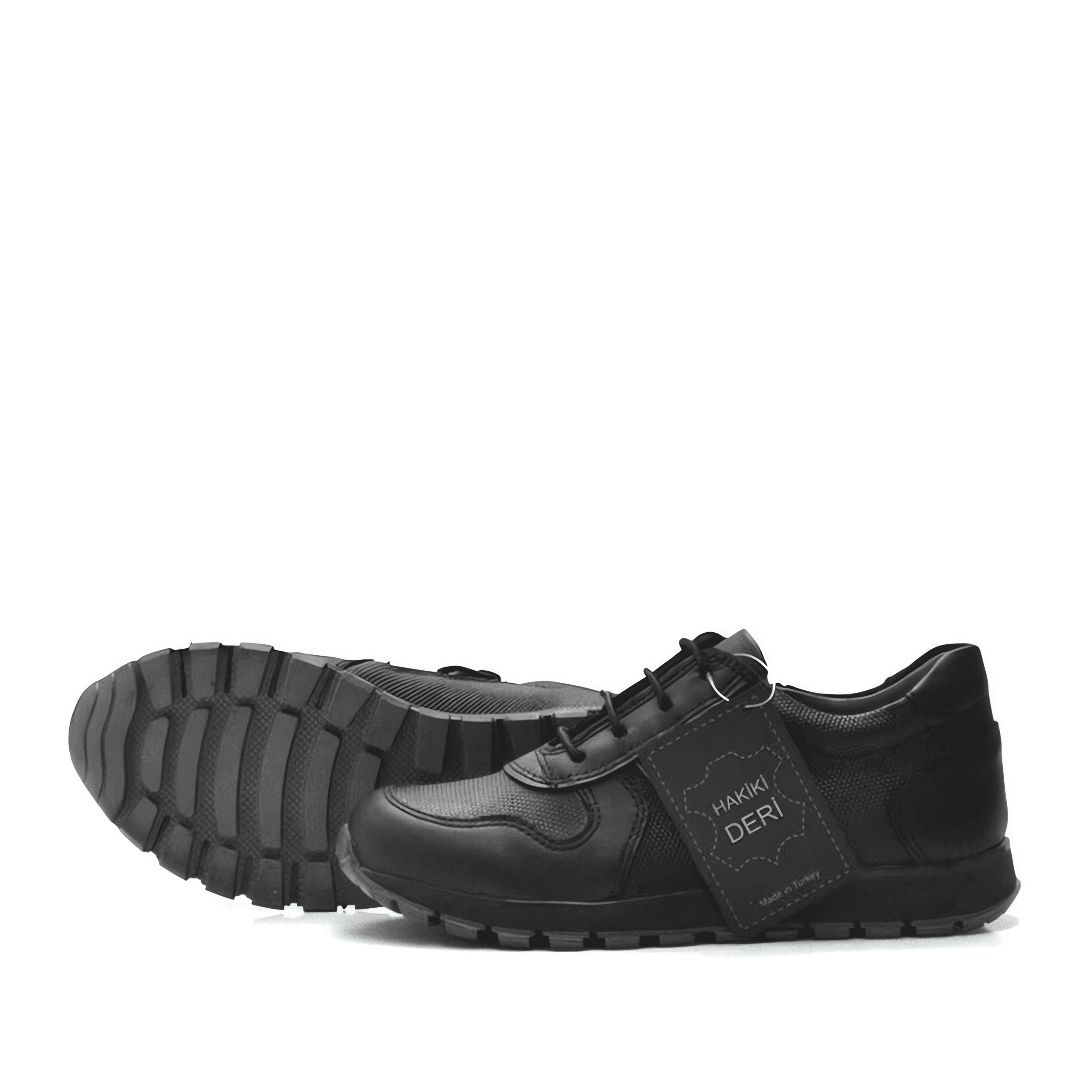 Chaussures d'École en Cuir Noir à Lacets pour Garçons - 3700