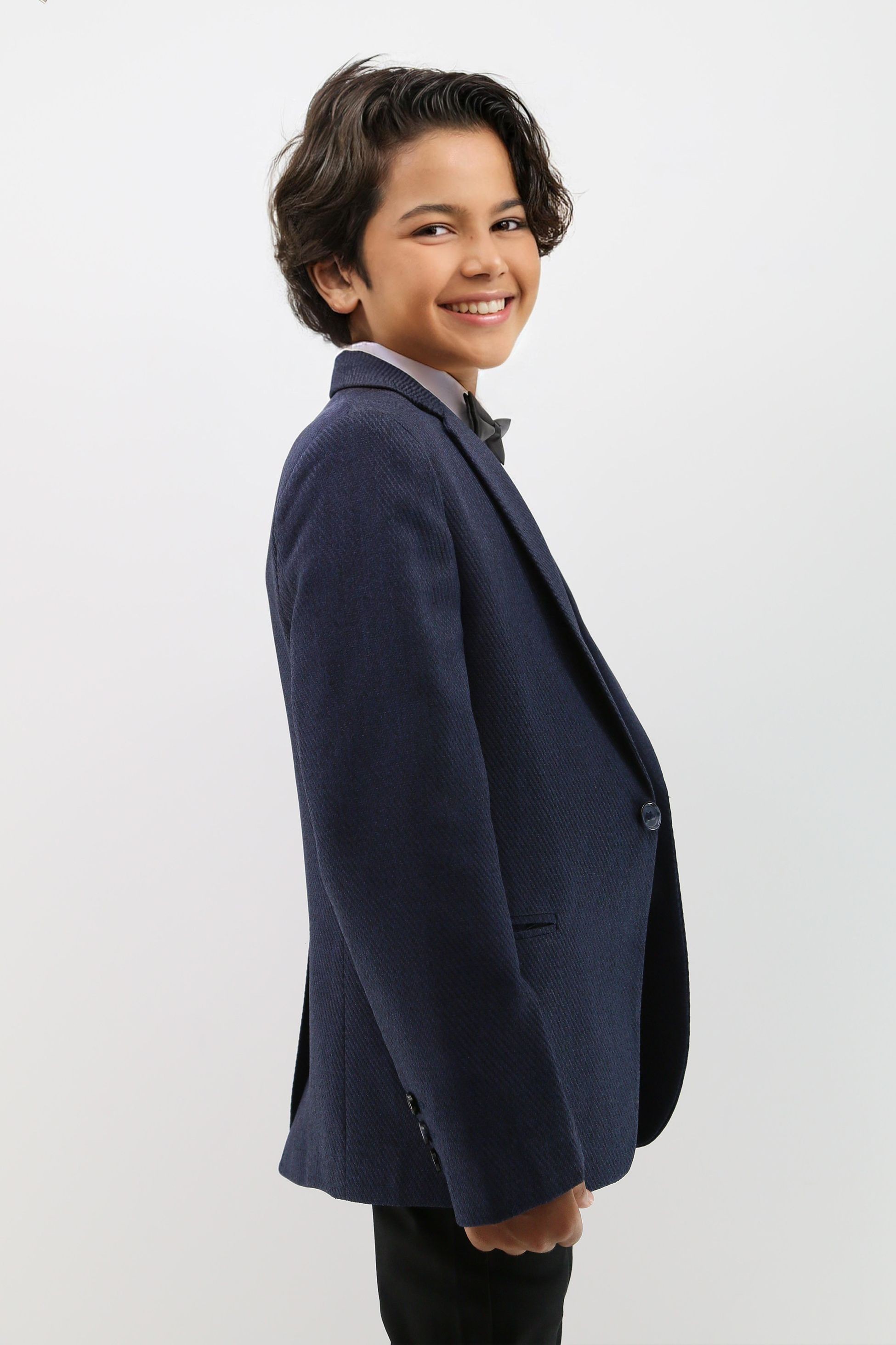 Jungen formeller texturierter Tweed-Blazer - Navy blau