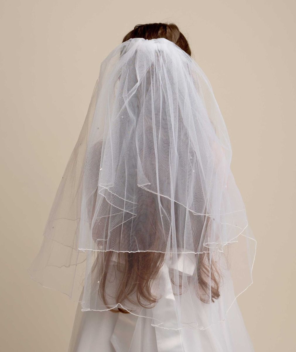 Voile à Tulle Blanc Superposé pour Filles - VL 139