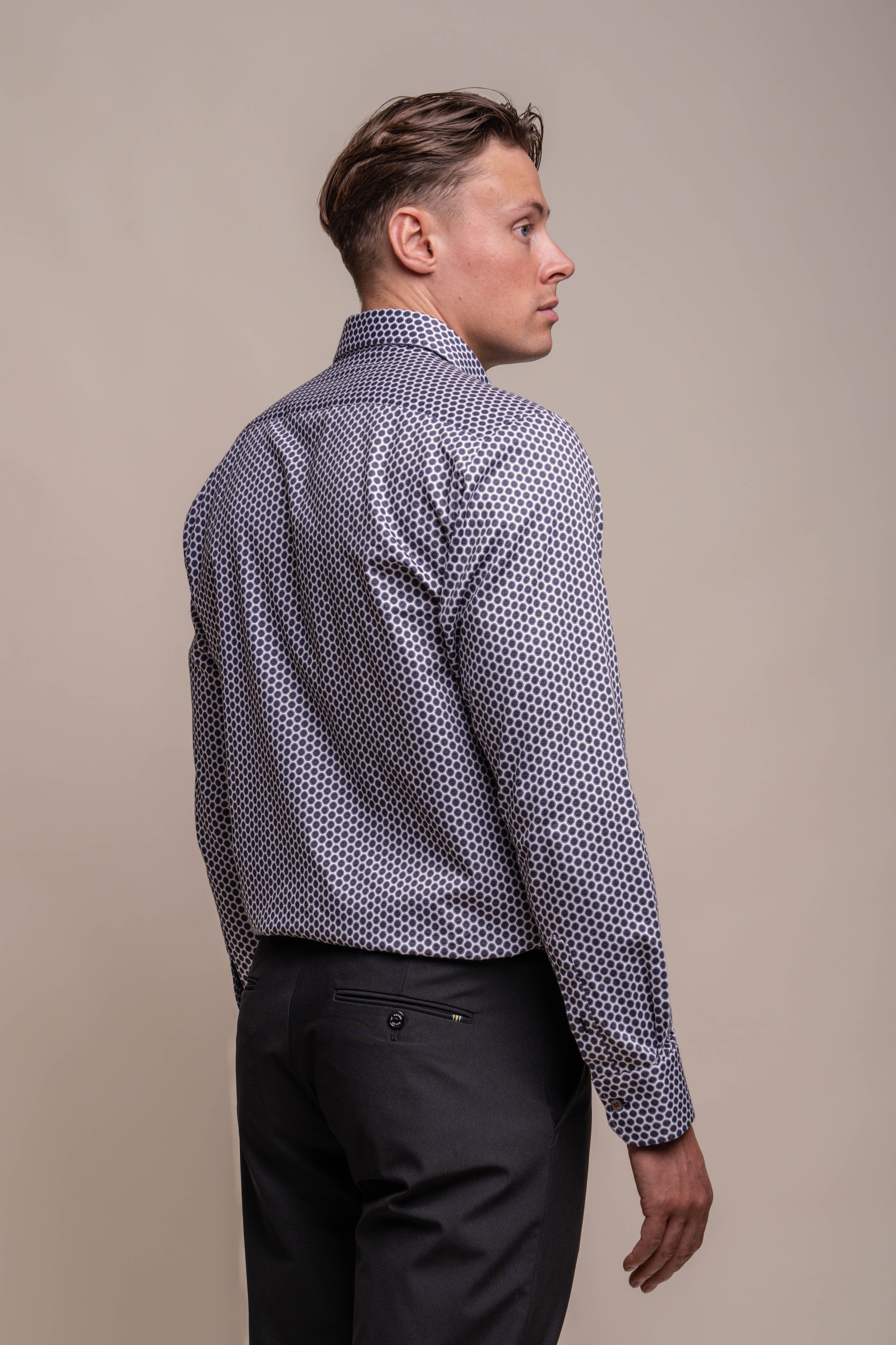 Men's Dotted Pattern Cotton Slim Fit Shirt - LIFFEY