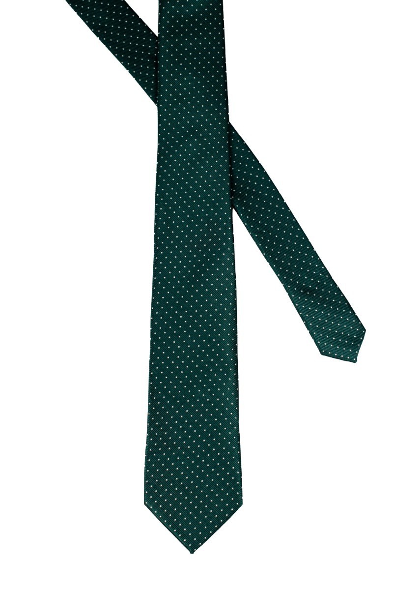 Herren Krawatten-, Taschentuch- und Manschettenknöpfe-Punktmuster-Set - Grün