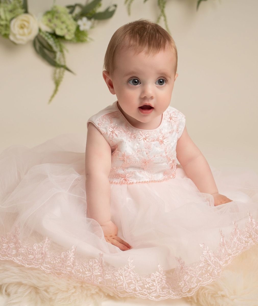 Baby & Mädchen High-Low Rock Spitzenkleid - KHLOE - Erröten rosa