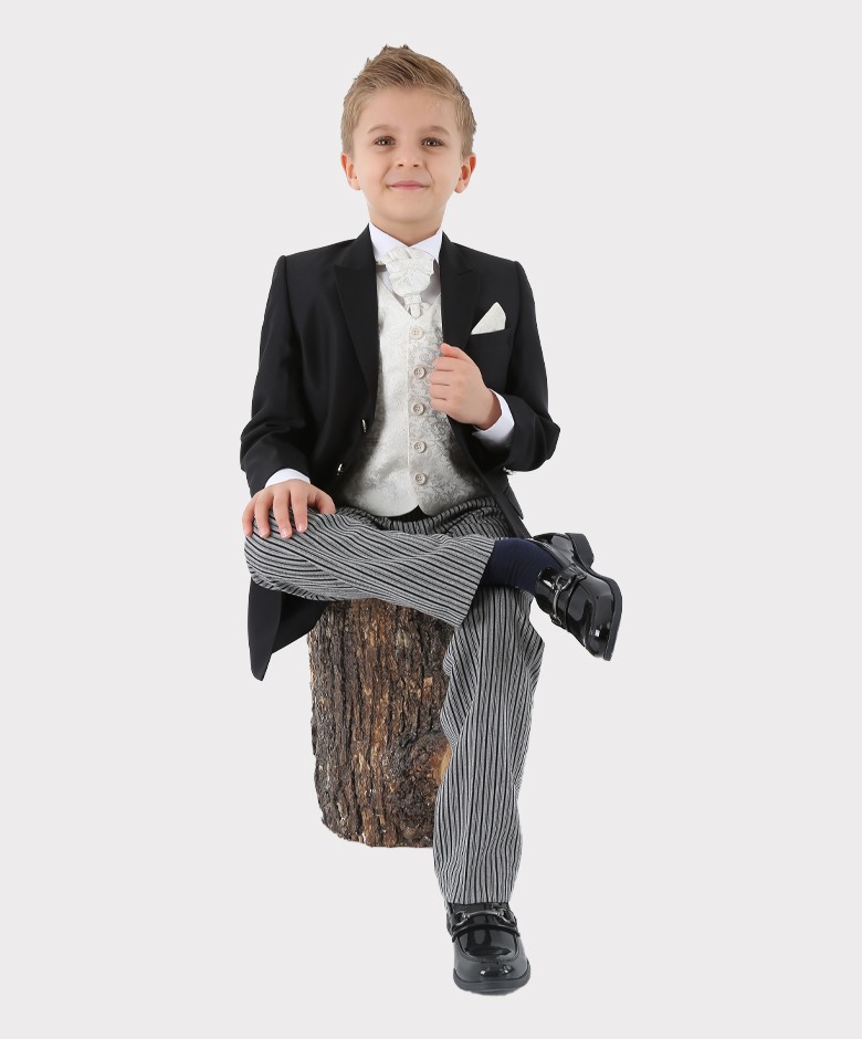 Kinder Jungen Anzug - Schwarz - Elfenbein