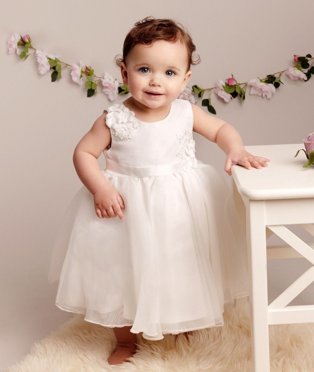 Baby Girls Tulle Dress With Floral Applique - ELISE