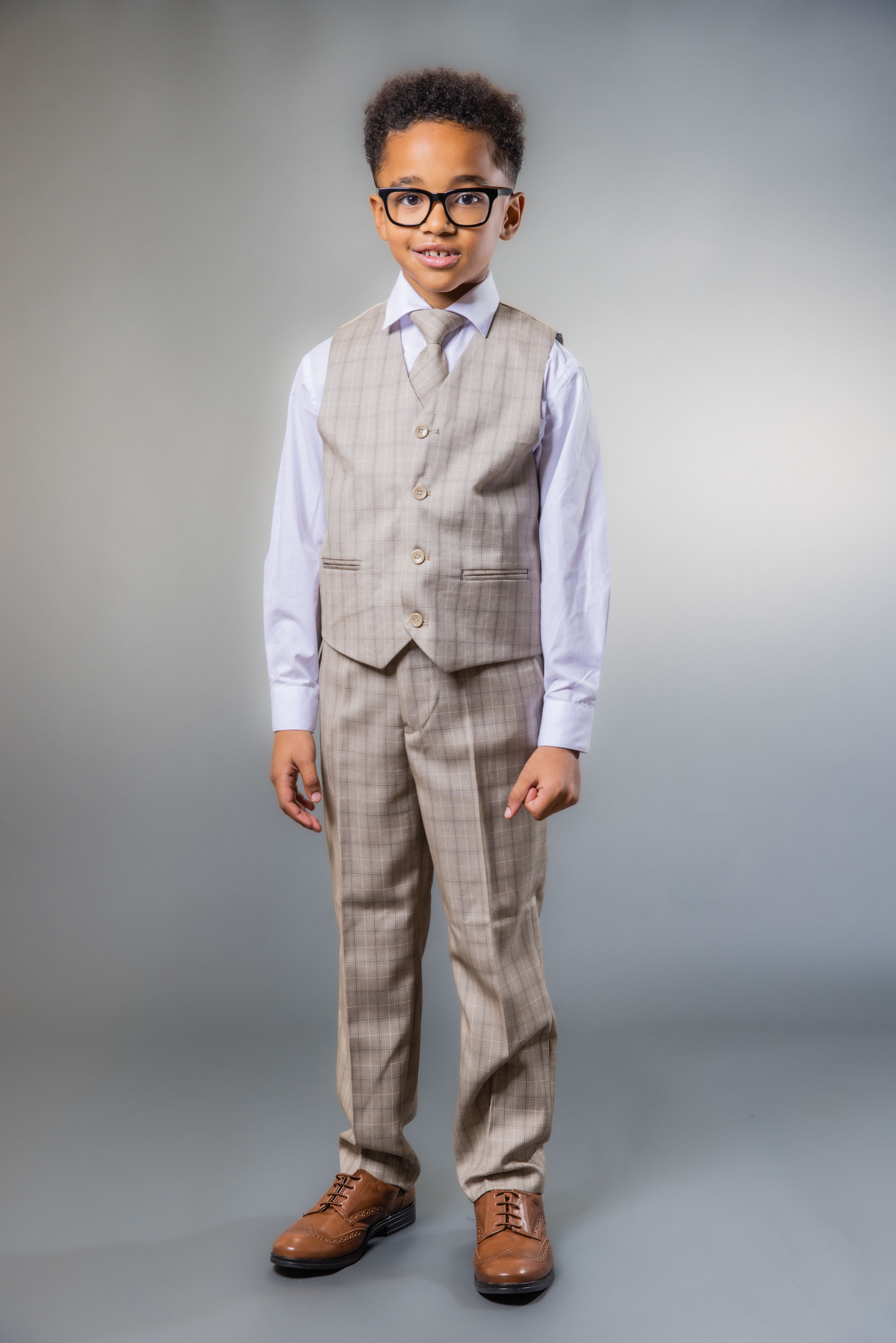 Jungen Maßgeschneiderter Anzug im Tweed-Karomuster