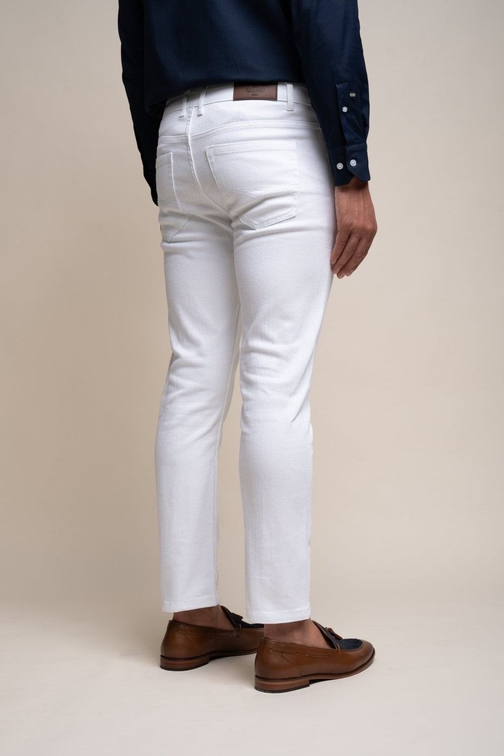 Herren Baumwolle Slim-Fit Stretch Denim Jeans - MILANO - Weiß