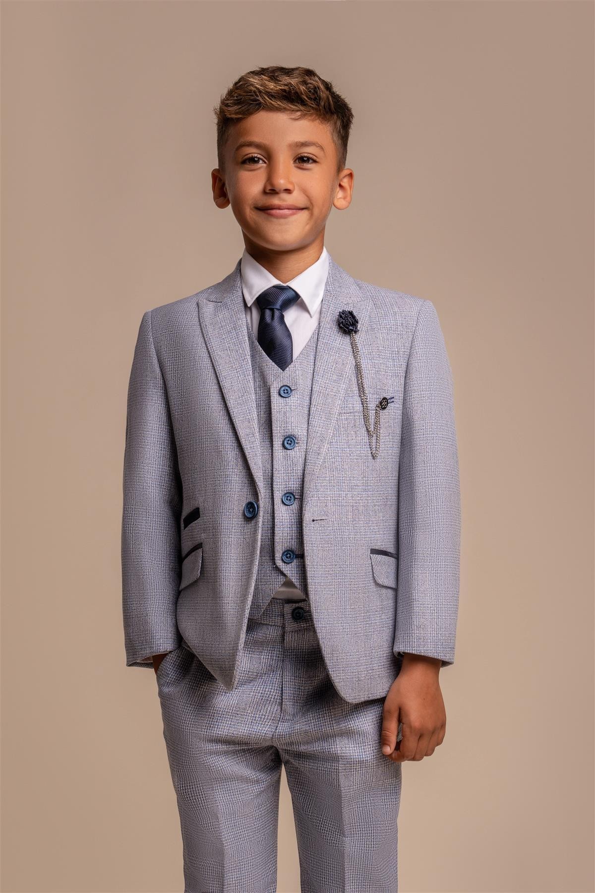 Boys Slim Fit Formal Suit - CARIDI - Blue