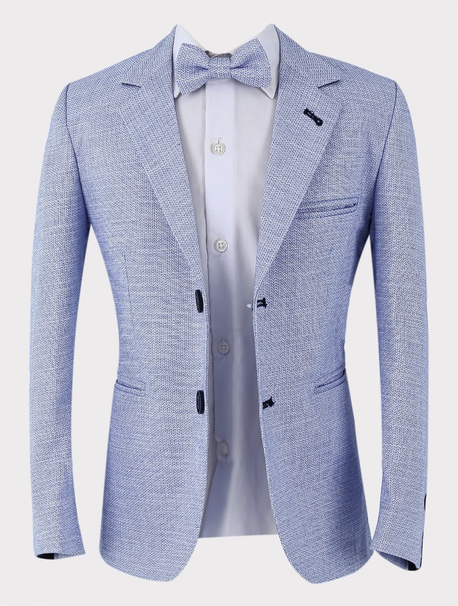 Costume Bleu Style Tweed pour Garçons - CARTER - Bleu