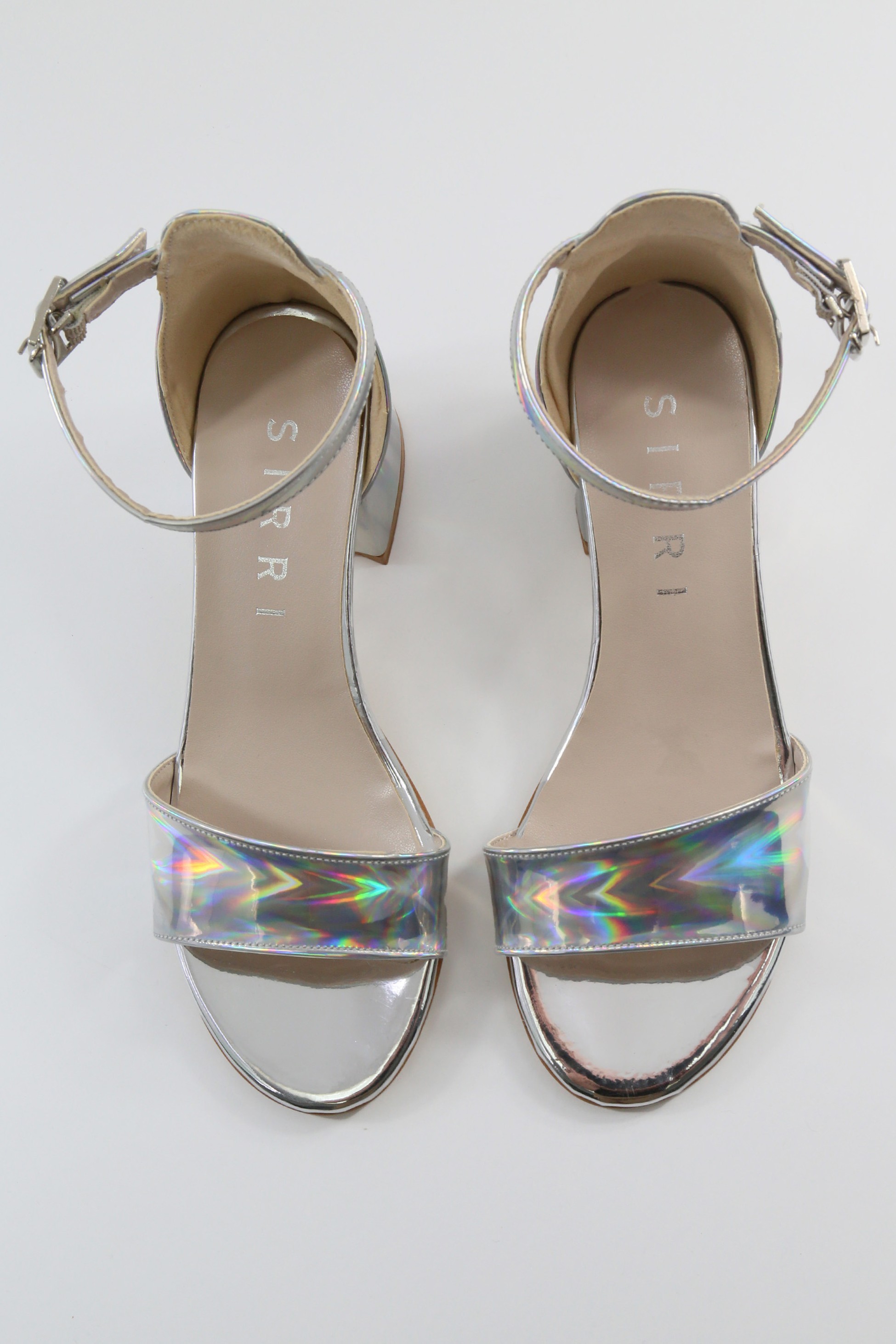 Mädchen Iridescente Blockabsatz-Sandalen in Lackoptik - NOVA - Silber