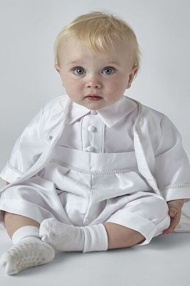 Luxurious Baby Boys Christening Romper Set - PETER