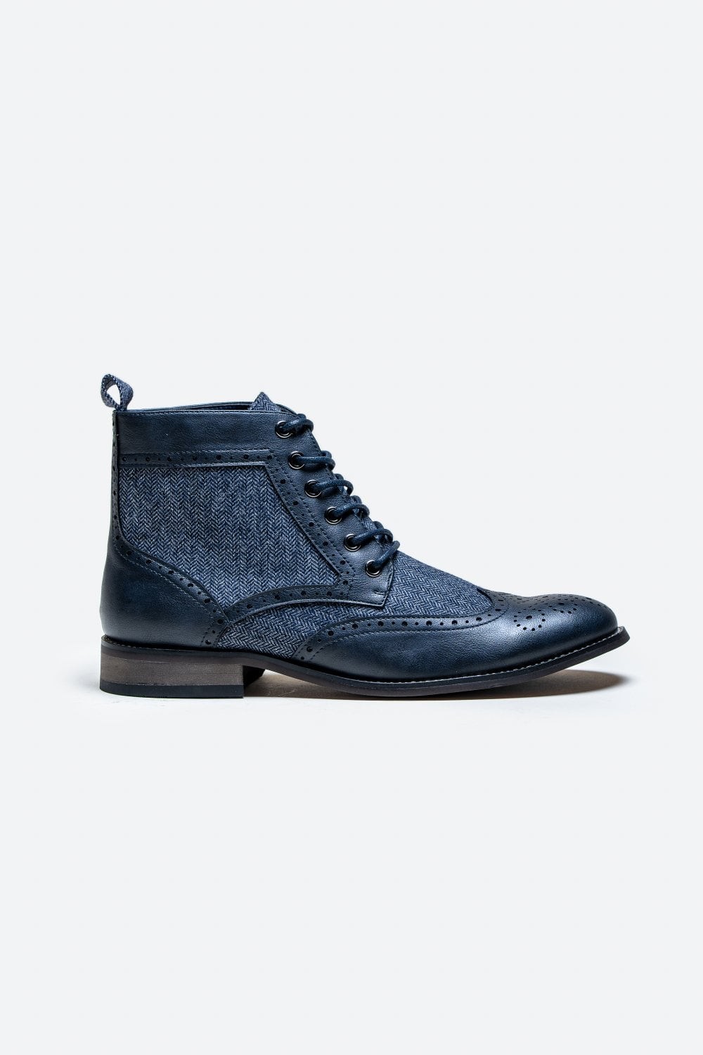 Men's Ankle Boots Lace Up Brogue Footwear - Navy blau