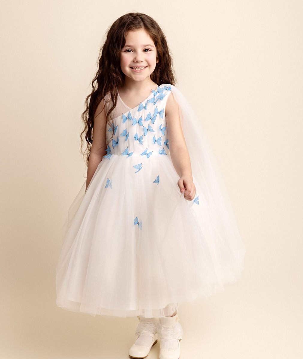 Girls Tulle Dress with Butterfly Appliques - PARIS