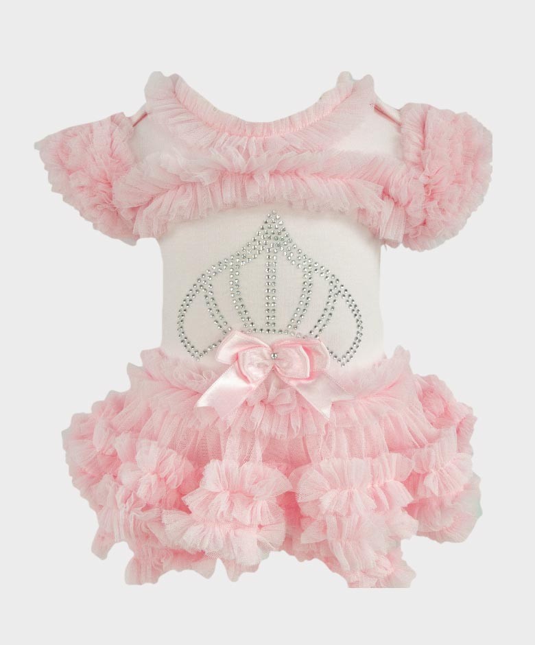 Baby Girl Tulle Cotton Tutu Bodysuit - Pink