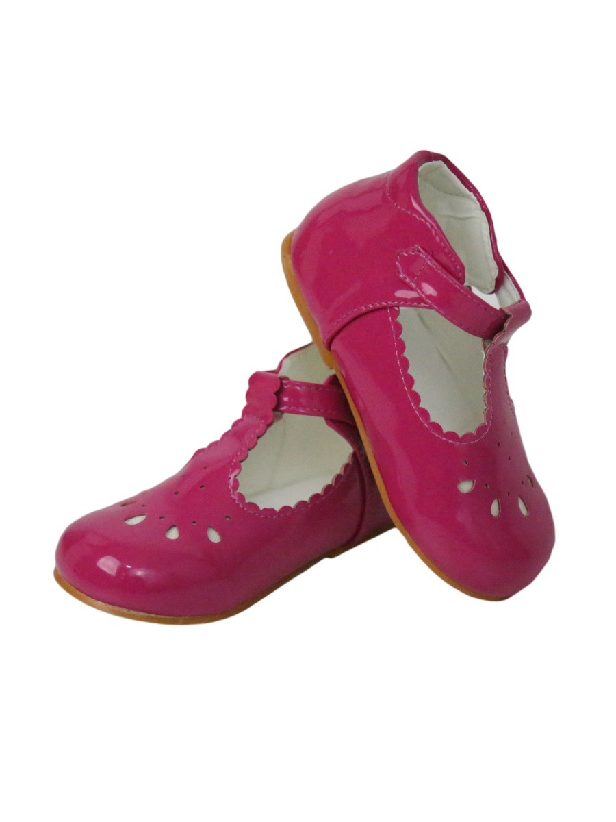 Girls Bridesmaid Perforated Shoes - Fucshia