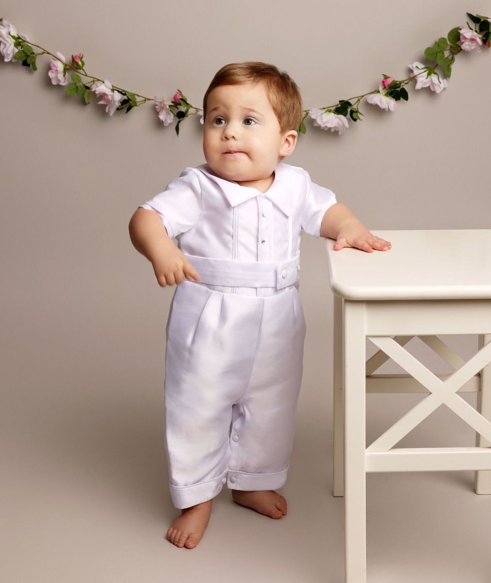 Baby Boys Taufstrampler mit Hut - OSCAR - Weiß