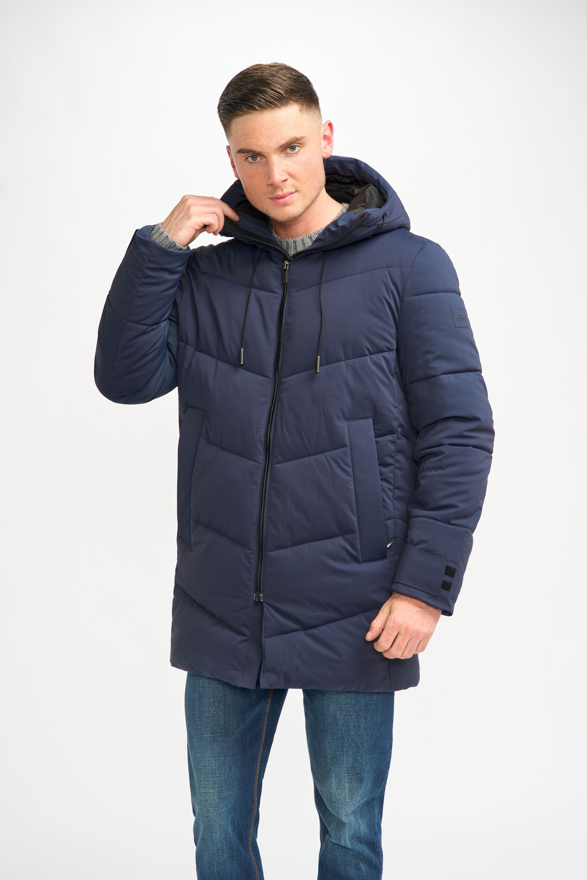 Herren gestepptes Pufferjacke Wintermantel - FABINI - Navy blau