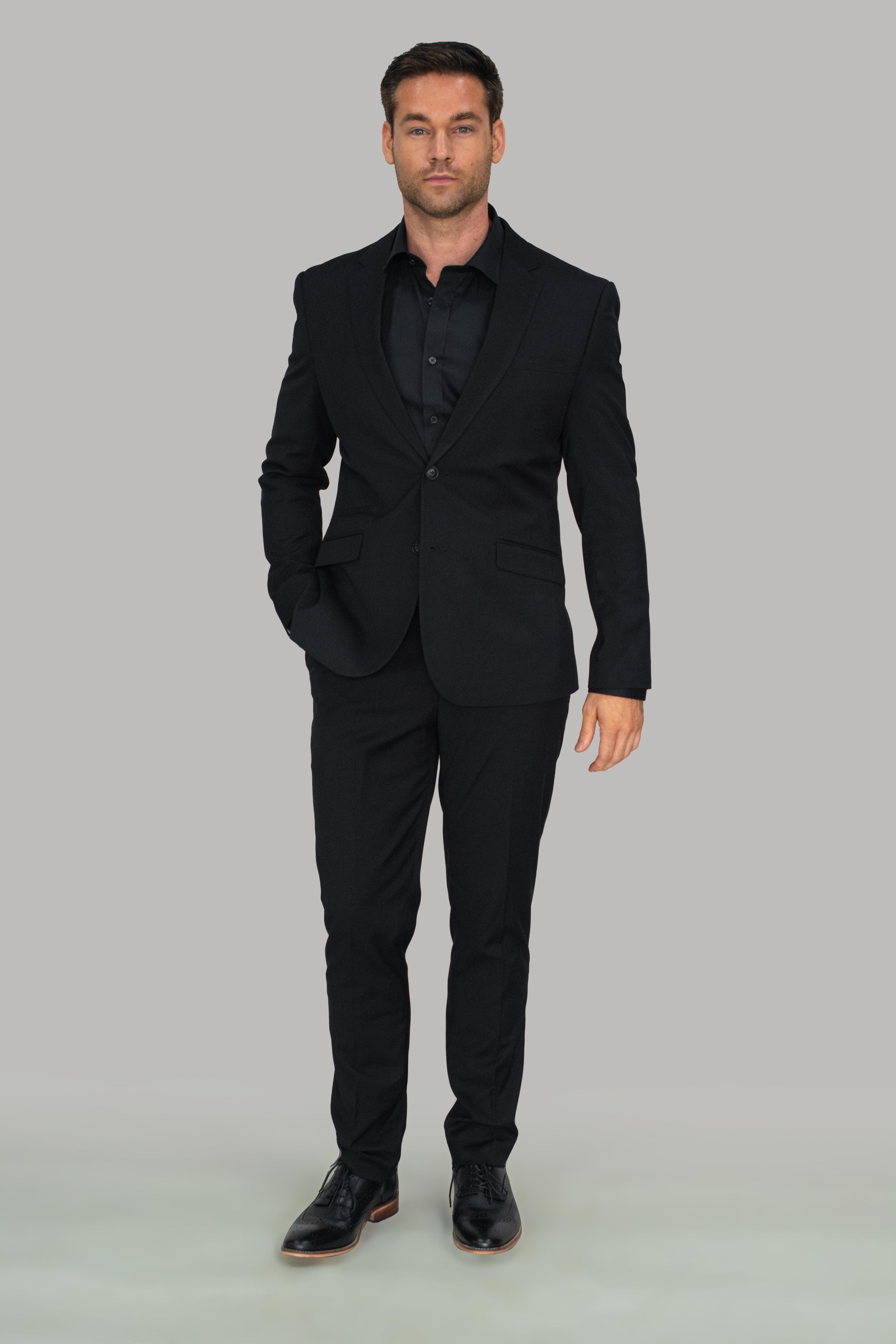 Men's Slim Fit Formal Black Suit - MARCO