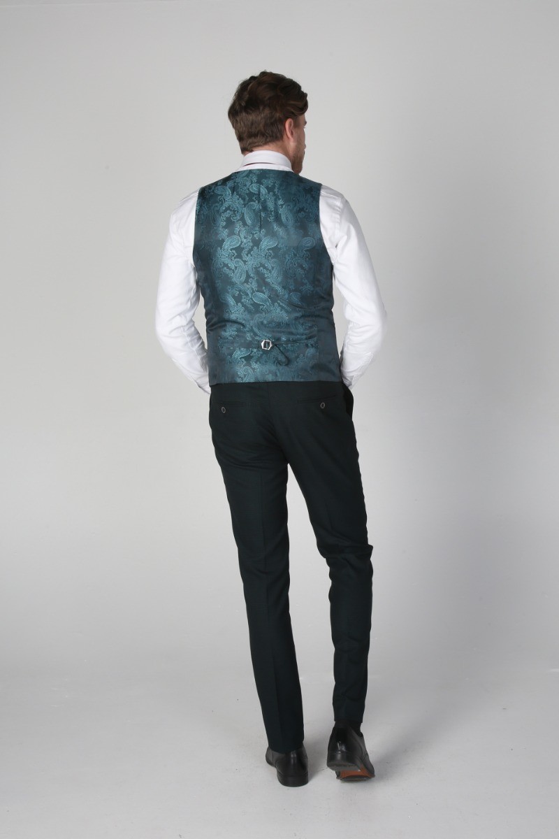 Men's Houndstooth Tweed Check Suit - JASPER Green