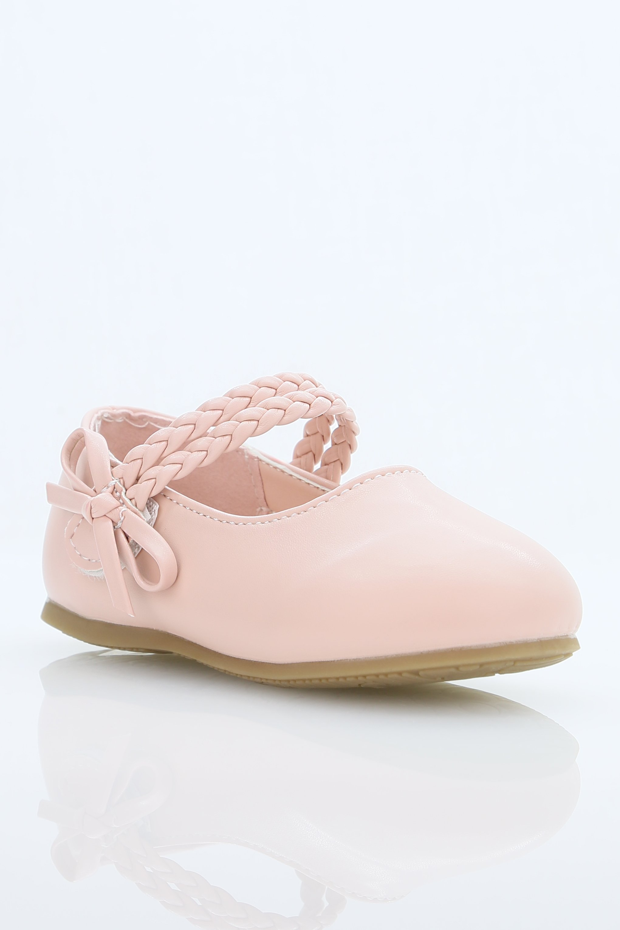 Petites chaussures Mary Jane pour petites filles avec bride tressée et nœud - OPHELIA - Rose