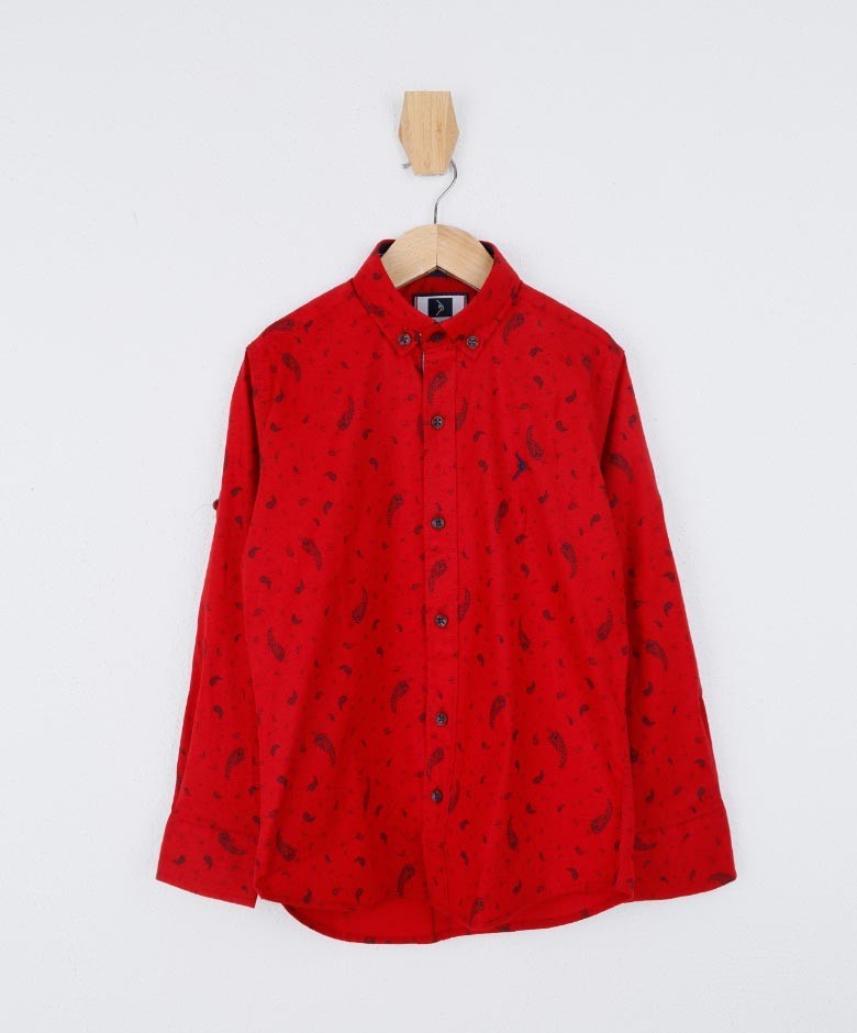 Chemise Décontractée Ajustée à Motif Paisley pour Garçons - À motifs rouge
