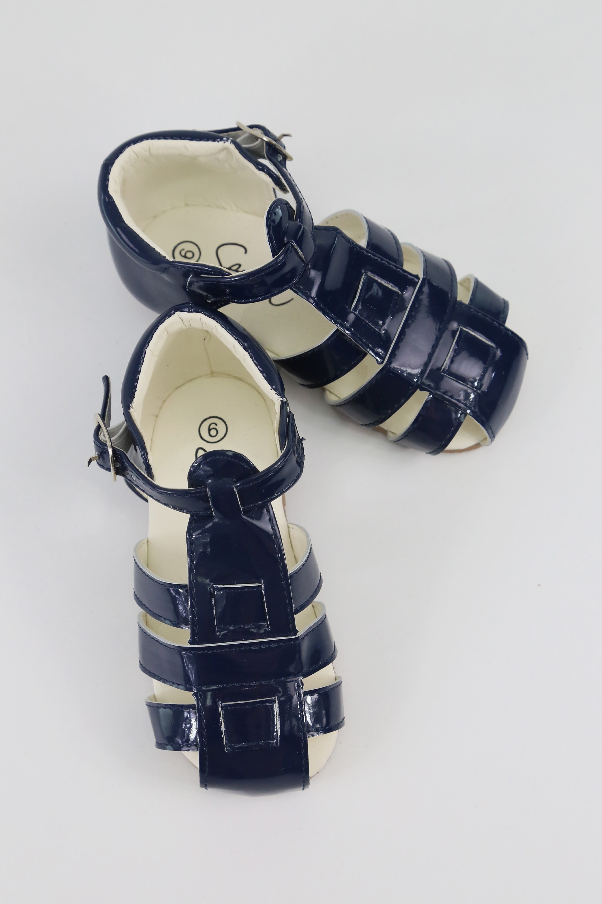 Unisex Kinder Lackleder Sandalen - RALPH - Navy blau